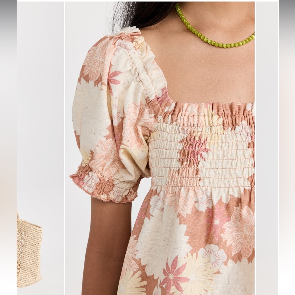 NWT FAHERTY Ramona Smocked Puff Sleeve Dress size M - Picture 2 of 12